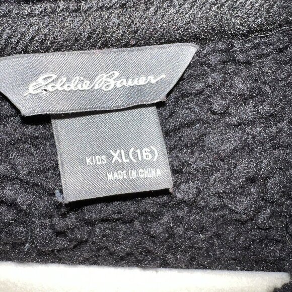 Girls Eddie Bauer Black Fleece Plush Full-Zip Up Jacket XL Size 14-16 (Womens S) - Picture 6 of 13